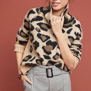 Anthropologie Moth giraffe print cowl neck sweater